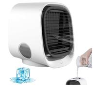 MESCXTY Airabreeze USB Powered Portable Air Cooler, 3-Speed with LED Night Light, Lightweight Desktop Cooling Fan for Home Office Bedroom Travel white