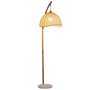 MESCXTY Bamboo Floor Lamp,Mid Century Rattan Retro Floor Lamp,Unique Bohemian Arc Floor Lamp,Restaurant Vertical Light Standing Lamps,Tall Lamp for Living Room Farmhouse Bedroom