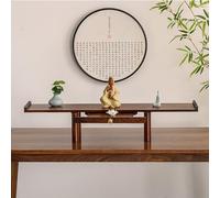 MESCXTY Bamboo Prayer Buddhist Niche Incense Table,Wood Buddha Altar Cabinet with Hidden Tray,Niche Offering Table for Household Use,Retractable Pull Plate Design(54x25x18.5cm/21.2x9.8x7.3in)