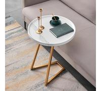 MESCXTY C Shaped End Table, Couch Table That Slides Under Small Side for Sofa TV Tray Spaces Living Room Bedroom Bed Modern Furniture, White