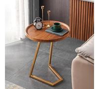 MESCXTY C Shaped End Table, Couch Table That Slides Under Small Side for Sofa TV Tray Spaces Living Room Bedroom Bed Modern Furniture, Brown