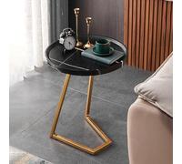 MESCXTY C Shaped End Table, Couch Table That Slides Under Small Side for Sofa TV Tray Spaces Living Room Bedroom Bed Modern Furniture, Black