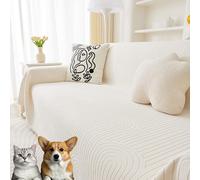 MESCXTY Chenille Double-Sided Couch Cover, Reversible Sofa Covers, Cover L Shape Couch,Pet Friendly Washable Waterproof Stretchy Slipcover (White,180x200cm/70.8 * 78.7in)