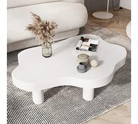 MESCXTY Cloud for, Solid Wood Irregular Shaped Cream Cute Round Corner End Table, Modern Cocktail Table(27.5" Lx18 Wx16 H, White)