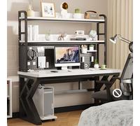 MESCXTY Computer Desk with Storage Shelves & Pegboard, Solid Wood Writing,Gaming Bookshelf Combo,The Integrated Design of and for Study Bedroom Home Office(C2,55 L x 23.6" W(140x60cm))