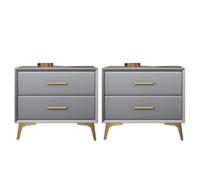 MESCXTY Contemporary Bedside Cabinet Faux Leather Bed Nightstand with 2 Drawers Table Storage Bedroom Solid Wood Small Light Blue Pieces Set 18" L x 16" W 19" H