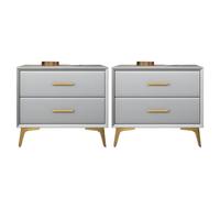 MESCXTY Contemporary Bedside Cabinet Faux Leather Bed Nightstand with 2 Drawers Table Storage Bedroom Solid Wood Small Light Gray Pieces Set 18" L x 16" W 19" H