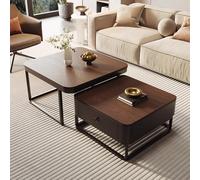 MESCXTY Dark Brown Square s for Solid Wood Vintage Style Tea Table with Large Drawers Stable and Load-Bearing Center Home Office