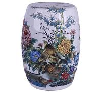 MESCXTY Decorative Ceramic Garden Stool, Glazed Flower and Bird Landscape Changing Shoe Stool Drum Suitable for Outdoor Garden, Living Room, Terrace, Etc.(The Peaceful Bamboo)