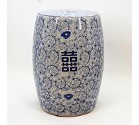 MESCXTY Decorative Ceramic Garden Stool - Outdoor Glazed Hollow Imitation Blue & White Porcelain Drum Side Table, Chinese, Traditional, Asian, Ancient,Repeating pattern-C
