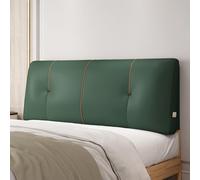 MESCXTY Faux Leather Headboard Pillow Support Upholstered,Lumbar Pillowboard Large Backrest Full Bedside Cushion,Sofa Bed Bunk with Removable Cover,Green,43inch/110cm