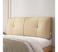 MESCXTY Faux Leather Headboard Pillow Support Upholstered,Lumbar Pillowboard Large Backrest Full Bedside Cushion,Sofa Bed Bunk with Removable Cover,Khaki,71inch/Cal King