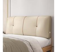 MESCXTY Faux Leather Headboard Pillow Support Upholstered,Lumbar Pillowboard Large Backrest Full Bedside Cushion,Sofa Bed Bunk with Removable Cover,Beige,67inch/170cm