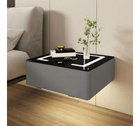MESCXTY Floating Drawer Storage with Drawers Accent Table Nightstand Suspended Smart Bedside Wood Rack Glass Cabinet Dark Gray-Black 1 Piece 16" L x W 7" H