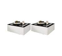 MESCXTY Floating Drawer Storage with Drawers Accent Table Nightstand Suspended Smart Bedside Wood Rack Glass Cabinet White-Black 2 Pieces Set 16" L x W 7" H
