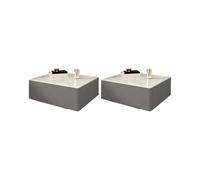MESCXTY Floating Drawer Storage with Drawers Accent Table Nightstand Suspended Smart Bedside Wood Rack Glass Cabinet Dark Gray-White 2 Pieces Set 16" L x W 7" H