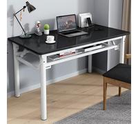 MESCXTY Foldable Desk,Small Folding Table for Space,Computer with Storage Shelves Home Office Gaming Corner Writing No Assembly(C2,47.2" L x 19.7" W(120x50cm))