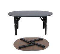 MESCXTY Folding Coffee Table, Small Collapsible Portable Low Floor Tables with 4 Foldable Legs, Round Center Living Room, Home, Office, No Assembly 31.5 x 18.9 14.2 in (Black)