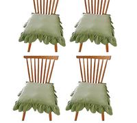 MESCXTY French Chair Cushion, Fabric Not Slip Soft Pad with Ties, Ruffled Skirt Kitchen Chairs Seat Cover,Washable Cotton Farmhouse Wooden Dinner Cushion