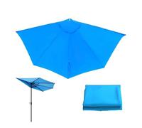 MESCXTY Half Umbrella Replacement Canopy for Outdoor Patio, Parasol 9ft, Top Cover 5 Ribs Pool, Deck, Yard(Lake Blue)