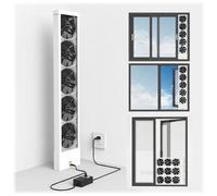 MESCXTY Horizontal Window Exhaust Fan for Sliding Windows, Reversible Twin Airflow Ventilation, Retractable Tool-Free Extractor Bedroom Bathroom Kitchen，Double-Sided with Mesh(White,33.5-35.4in)