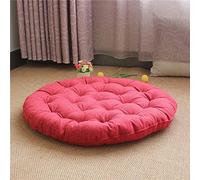 MESCXTY Large Linen Tatami Floor Pillow,Japanese Round Futon,Thicken Tufted Cotton Seat Cushion,Solid Color Cushion,Yoga Meditation Cushion Balcony Outdoor(Size:40x40cm(16x16inch),Color:Red)