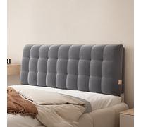 MESCXTY Large Pillowboard Cushion Full Headboard Wall Pillow Bed Backrest,Fleece Upholstered Wedge Mounted Reading Lumbar Support Pillow,Gray1,74.8x23x4In