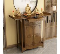MESCXTY Meditation Altar Table with Storage Drawer, Buddhist Shrine Cabinet for Home, Retro Style Wooden Offering Buddha Statues, Candles & Incense Burners(100cm/39.3in)