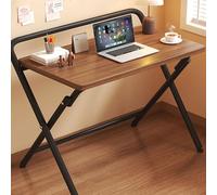 MESCXTY Minimalist Folding Desk,24 32 Inch Foldable Computer Desk for Small Spaces,Space Saving,Writing Work Table Home Office, Bedroom,Study,No Assembly(Brown 2,31.5" L x 19.7" W(80x50cm))