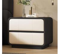 MESCXTY Modern Nightstand for Bedroom,Leather Bedside Table Storage,with 2 Solid Wood Hidden Double Drawer Nightstand,Minimalist Night Stands with Microfiber Leather,End Bedroom(15.7in, Black)