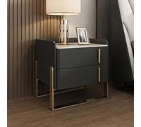 MESCXTY Modern Nightstand Stone Top Night Stand with 2 Drawers Accent Table for Bedroom, Dark Gray, 19.5" L x 16" W H