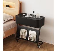 MESCXTY Modern Nightstand with Hidden Storage, Small End Side Table Accent Wheels and Magazine Rack, Movable Bedside Tables for Living Room Bedroom(46x28x50cm(18x11x2, Black