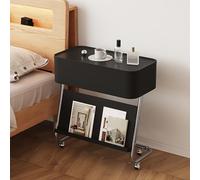 MESCXTY Modern Nightstand with Hidden Storage, Small End Side Table Accent Wheels and Magazine Rack, Movable Bedside Tables for Living Room Bedroom(46x28x50cm(18x11x2, Blac
