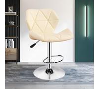 MESCXTY Modern PU Leather Bar Stool, Adjustable Counter Height Barstool with Back & Footrest Upholstered Armless Swivel Chair for Kitchen, Dining Room, Beige