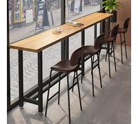 MESCXTY Modern Rectangular Bar Table, Brown, 70.8 * 15.7 * 41.3in, Dining Solid Hemlock Wood Top, Iron Frame, Varnished Finish, Includes Chairs
