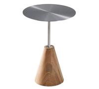 MESCXTY Modern Round Side Tall Table,Small End Table with Wooden Base,Tall Bistro Pub Table,Accent Coffee Table,for Living Room Kitchen Dining Room Patio Bistro(50x50x60cm, Stainless Steel)