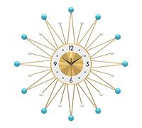 MESCXTY Modern Sunburst,Mid Century Large Metal Vintage for Living Room Decor,Silent Non Ticking Battery Operated,Blue,31"