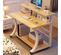 MESCXTY Movable Study Work Writing Desk with Storage Rack,Mobile Portable Laptop Wheels for Dorm Office, Bedroom,Industrial Small Spaces(C2,23.6" L x 19.7" W(60x50cm))