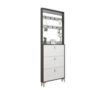 MESCXTY Narrow Shoe Storage Cabinet,Shoe Organizer Shelf with 3 Flip Drawers,Entryway Bench with Coat Rack,Hidden Freestanding Shoe Rack(100cm, Single Layer with Hanger)