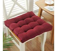 MESCXTY Nonslip Thick Chair Pads, Square Seat Cushion Corduroy Floor Solid Color Hip Shaping Pillow Winter Soft Cotton Overstuffed for Office Dining-red 40x40cm(16x16inch)