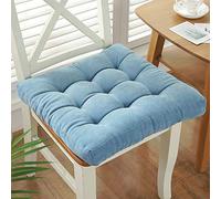MESCXTY Nonslip Thick Chair Pads, Square Seat Cushion Corduroy Floor Solid Color Hip Shaping Pillow Winter Soft Cotton Overstuffed for Office Dining-Blue 45x45cm(18x18inch)