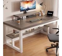 MESCXTY Office Desk with Monitor Stand & Open Storage Shelves,Desks for Home Study Room Small Space,Gaming Computer Writing Work Reinforced Crossbeam(C2,55 L x 19.7" W(140x50cm))