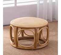MESCXTY Rattan Tatami Chair Low Stool, Hand-Woven Round Rattan Cushion, Japanese Legless Lazy Chair,Meditation Floor Mat, Vintage Futon Cushion,Suitable for Bedroom, Balcony(40x35cm, Wood)