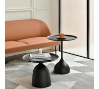 MESCXTY Round Coffee Table and End Table Sets,Modern Lightweight Nesting Side Tables Set of 2,Metal Nightstand for Small Space,Living Room Furniture(2pcs, Black)