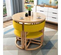 MESCXTY Round Dining Table and Chair Set, Office Reception Negotiation Combination, Leisure Area Home Balcony Small Table, Suitable for Lounge, Living Room (Color : Yellow)