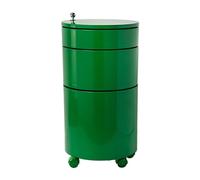 MESCXTY Round Nightstand with Drawers, 2/3-Tier Side Table Storage Cabinet Modern End Small Cupboard Bedside Sliding Doors for Bedroom Living Room(15''x30'', Green)