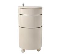 MESCXTY Round Nightstand with Drawers, 2/3-Tier Side Table Storage Cabinet Modern End Small Cupboard Bedside Sliding Doors for Bedroom Living Room(15''x30'', White)