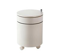 MESCXTY Round Nightstand with Drawers, 2/3-Tier Side Table Storage Cabinet Modern End Small Cupboard Bedside Sliding Doors for Bedroom Living Room(15''x22'', White)