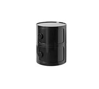 MESCXTY Round Plastic Bedside Table, 2/3/4 Tier Nightstand Storage Unit Chest with Sliding Door, Modular Side End Table Modern Cabinet for Bedroom, Living Room(32x40cm(13x16inch), Black)