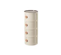 MESCXTY Round Plastic Bedside Table, 2/3/4 Tier Nightstand Storage Unit Chest with Sliding Door, Modular Side End Table Modern Cabinet for Bedroom, Living Room(32x76cm(13x30inch), Beige)